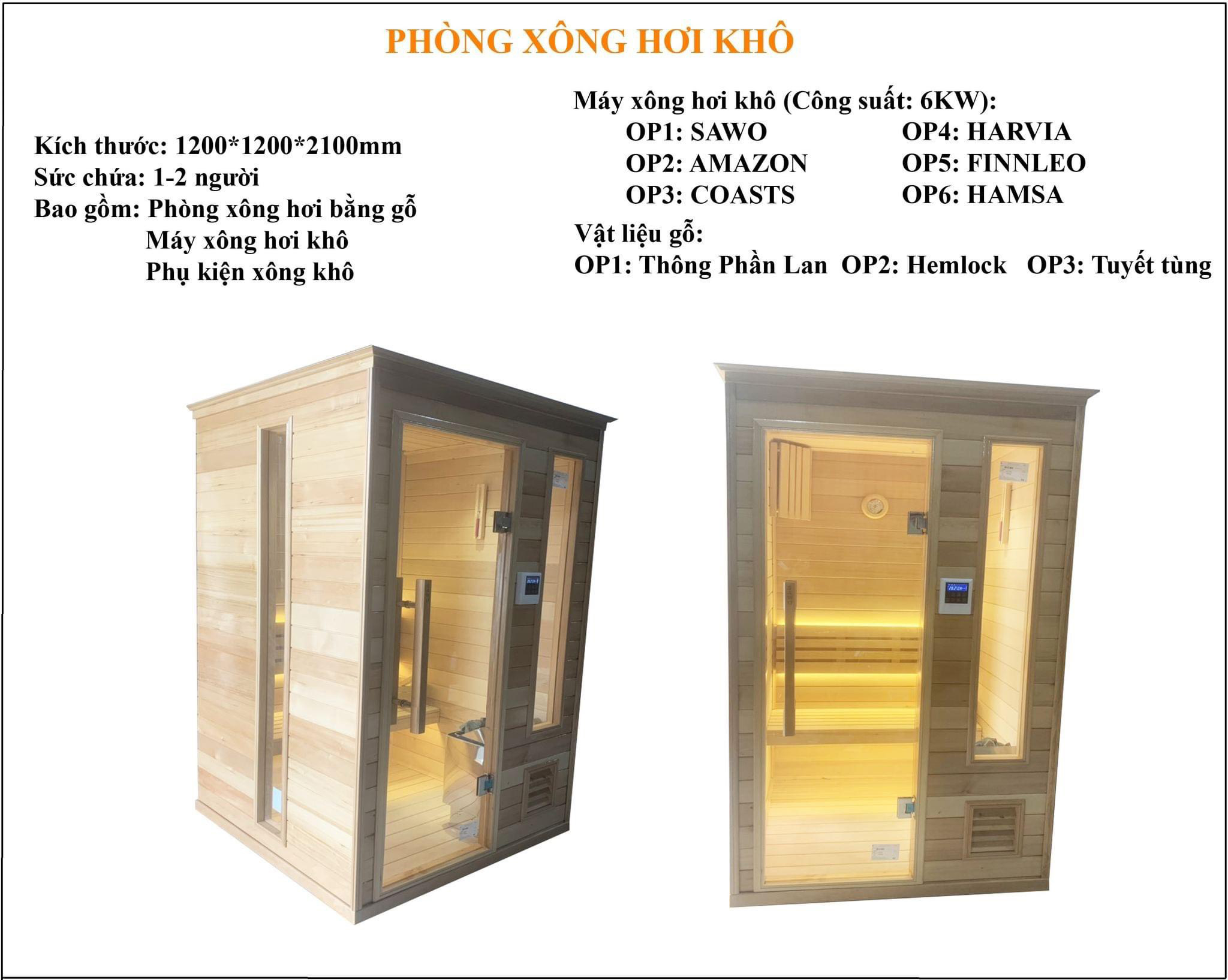 phòng xông hơi khô hg1212 1200x1200x2100mm