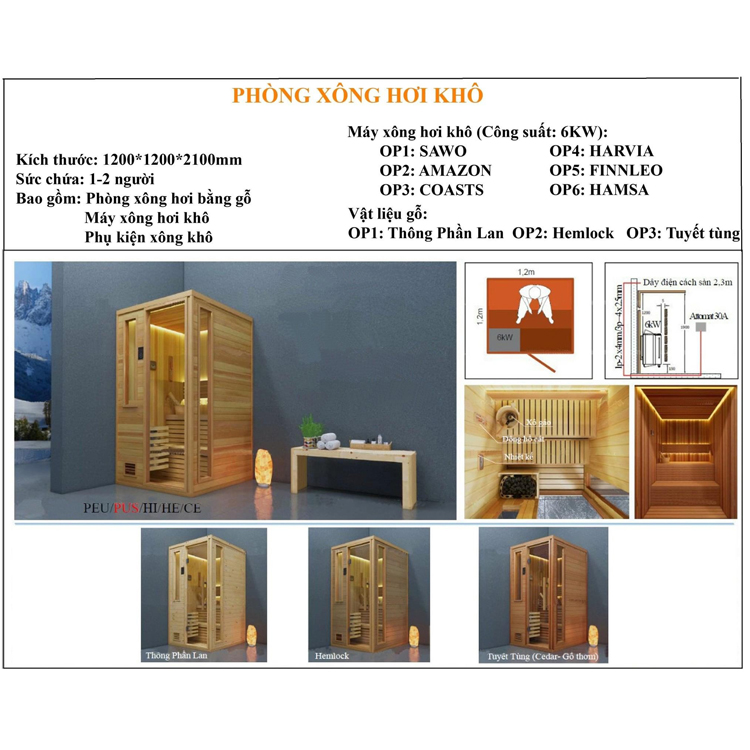 phòng xông hơi khô hg1212e 1200x1200x2100mm phòng xông hơi khô hg1212e 1200x1200x2100mm