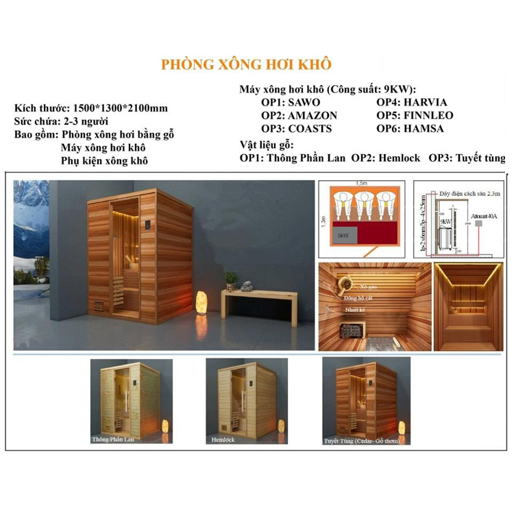 phòng xông hơi khô hg1513b 1500x1300x2100mm phòng xông hơi khô hg1513b 1500x1300x2100mm