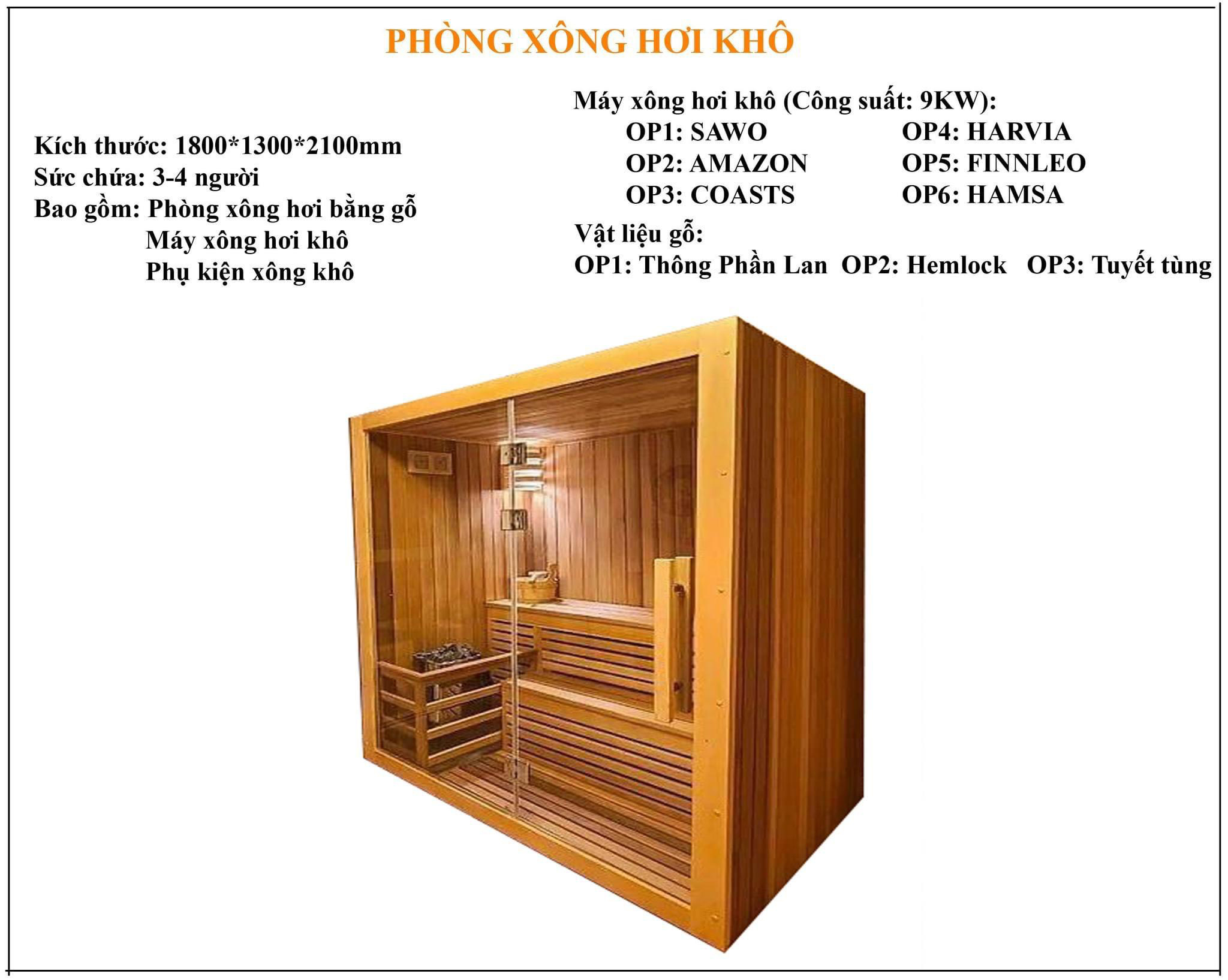 phòng xông hơi khô hg1813 1800x1300x2100mm